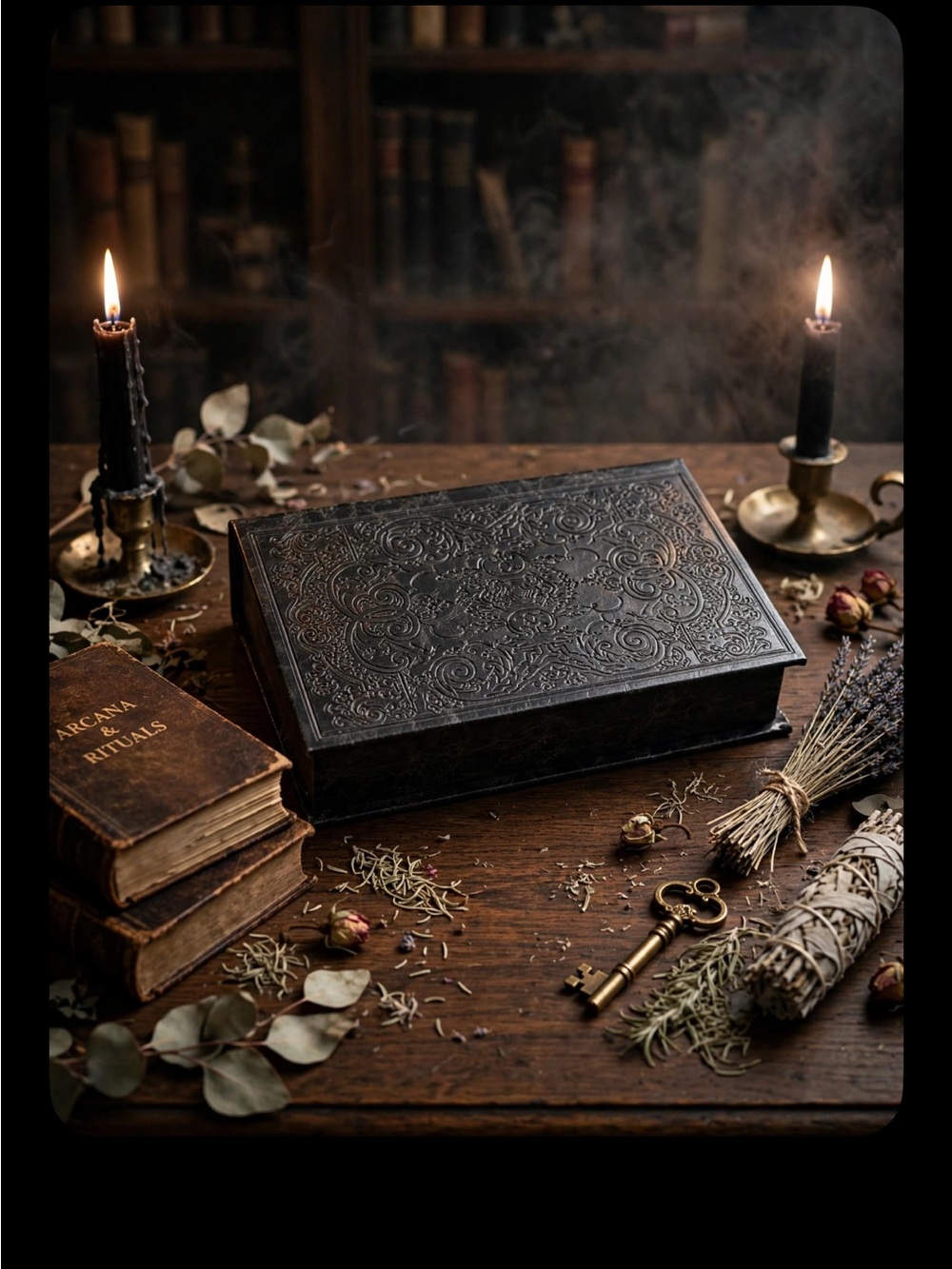 Black Embossed Hollow Book Box | Gothic Décor